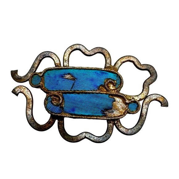 Vtg Kingfisher Blue Feather Floral Pin Brooch Hair Comb Piece Decor Coral #131 - Picture 1 of 5